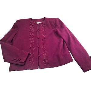 Vtg Kasper Magenta Blazer Jacket Women's 8 Lined Career Wear Classic Fit